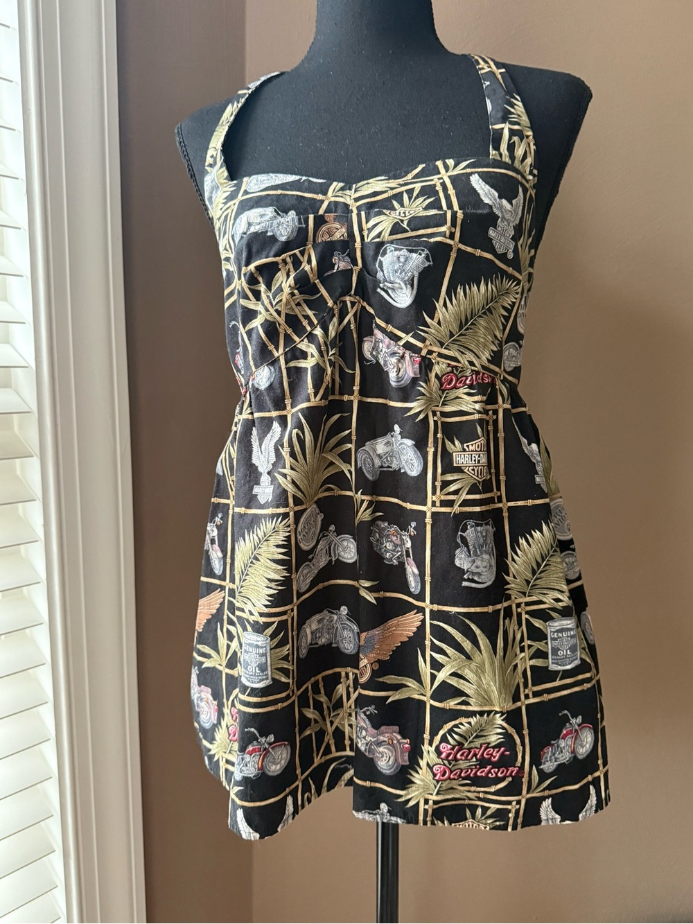 Harley-Davidson Black Motorcycle Print Halter Top Size Large